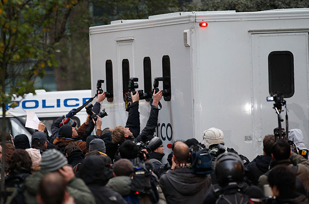 a prison van believed to be carrying WikiLeaks founder Julian Assange